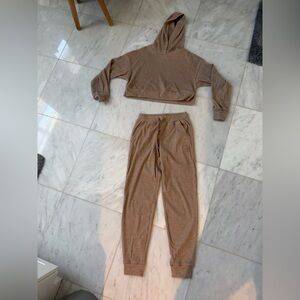 ALO Yoga MUSE Tan Hoodie and Jogger Set